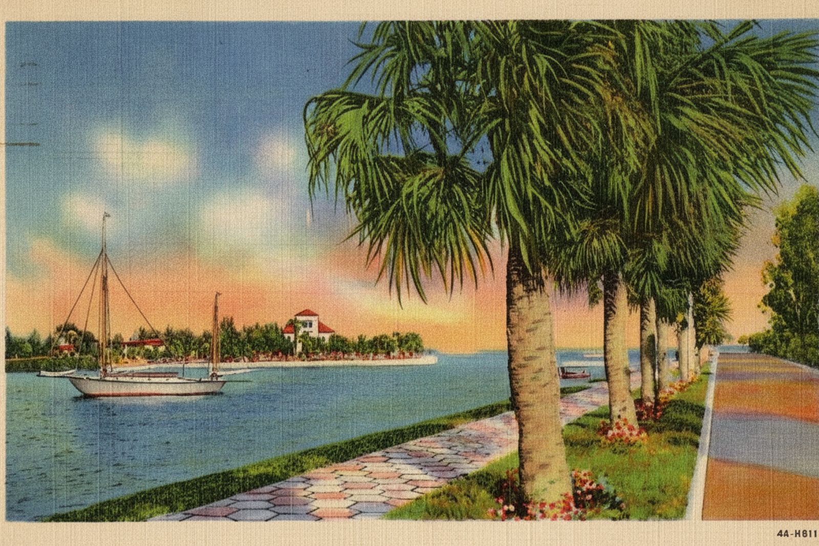Snell Isle, St. Petersburg — vintage-postcard-style illustration